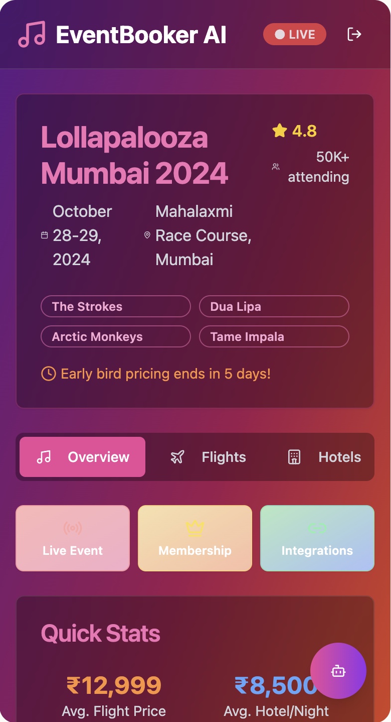 EventBooker — a unified fan ecosystem for live tours — AI · Live Events case study by Anjani Varma